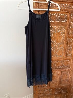 Hôtel Particulier Midnite Navy/Black Lace Trim Slip Dress
